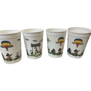 Lot of 4 Vintage WNA Disneyland Mickey Donald Duck Coke Plastic Kids Cups‎ Drink
